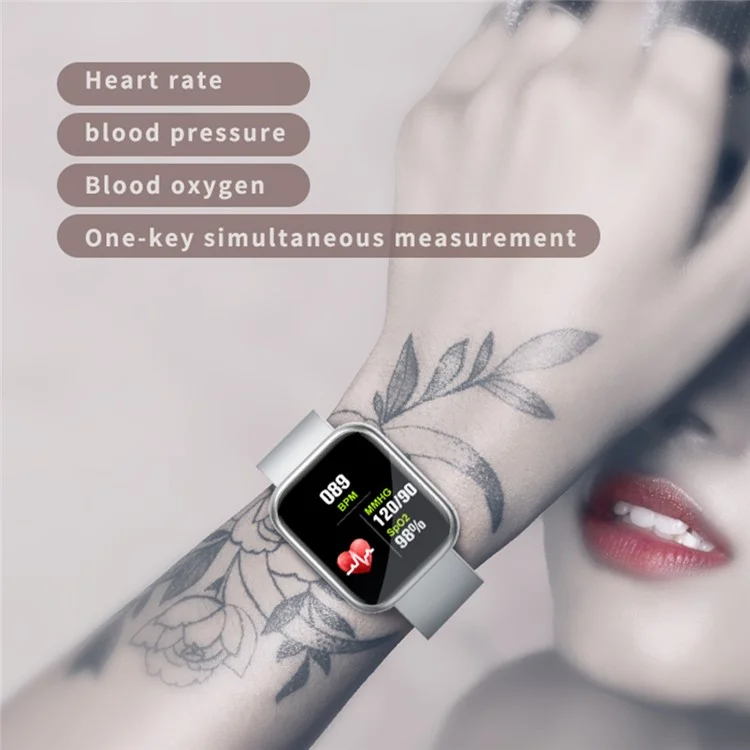 X21 Smart Watch 1.3 inch IPS Screen Fitness Bracelet Waterproof Sports Watch with Heart Rate Blood Pressure Blood Oxygen Sleep Monitoring Support Alarm Clock, Take Photo - Silver