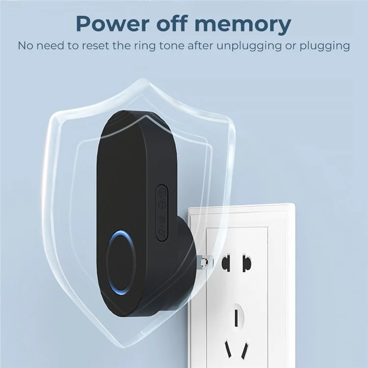 ML008-B-22US 60 Melodies Wireless Self-Powered Doorbell Ring US Plug / Black, 2 Transmitter + 2 Receiver