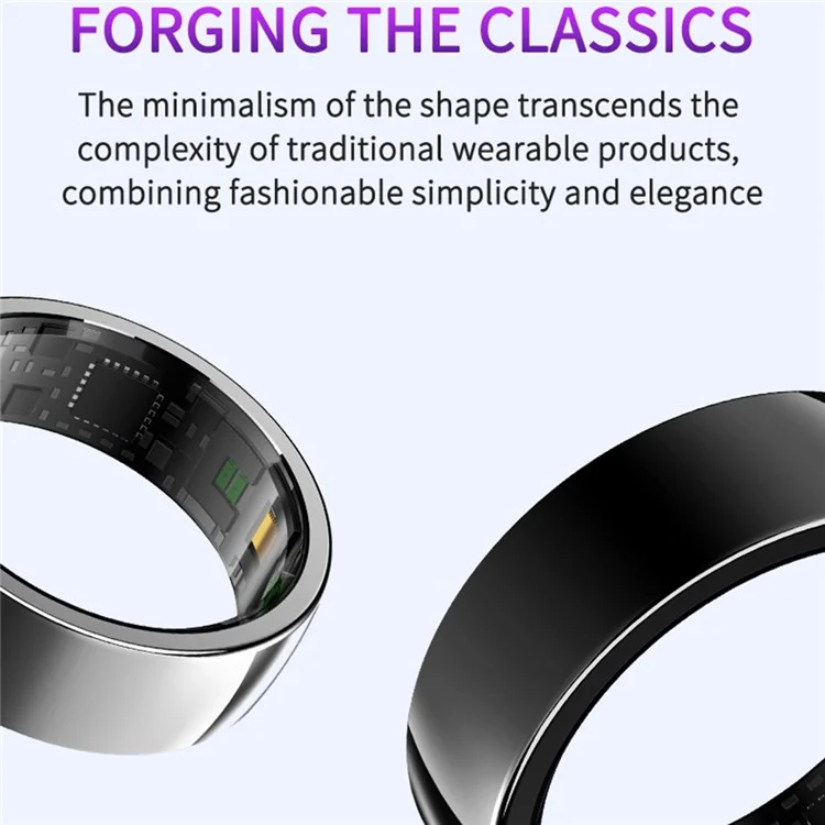 PX01 Bluetooth Sleep Health Monitoring Smart Ring Multifunction Finger Ring with Charging Base - Silver / Size 7