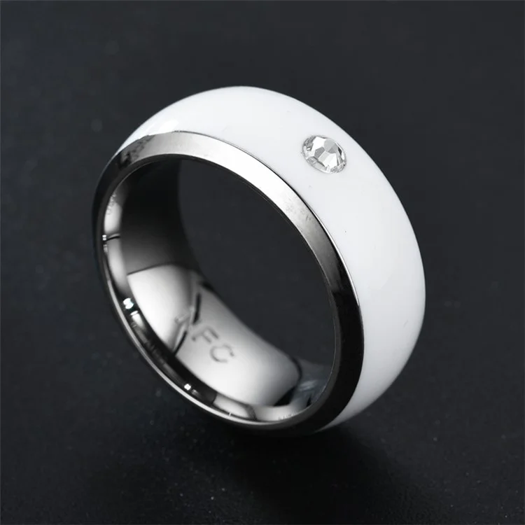 NFC Smart Ring Couple Stainless Steel Finger Rings Technology Android Phone Equipment Multifunctional Magic Ring - White