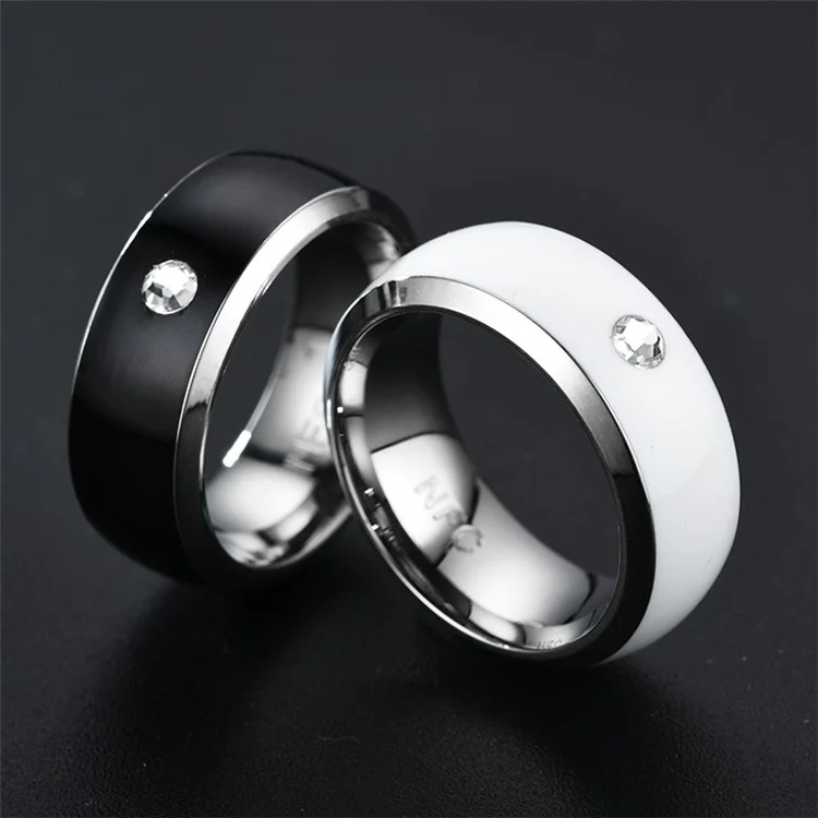 NFC Smart Ring Couple Stainless Steel Finger Rings Technology Android Phone Equipment Multifunctional Magic Ring - White