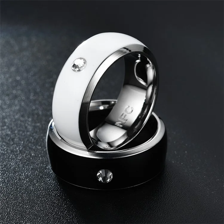 NFC Smart Ring Couple Stainless Steel Finger Rings Technology Android Phone Equipment Multifunctional Magic Ring - White