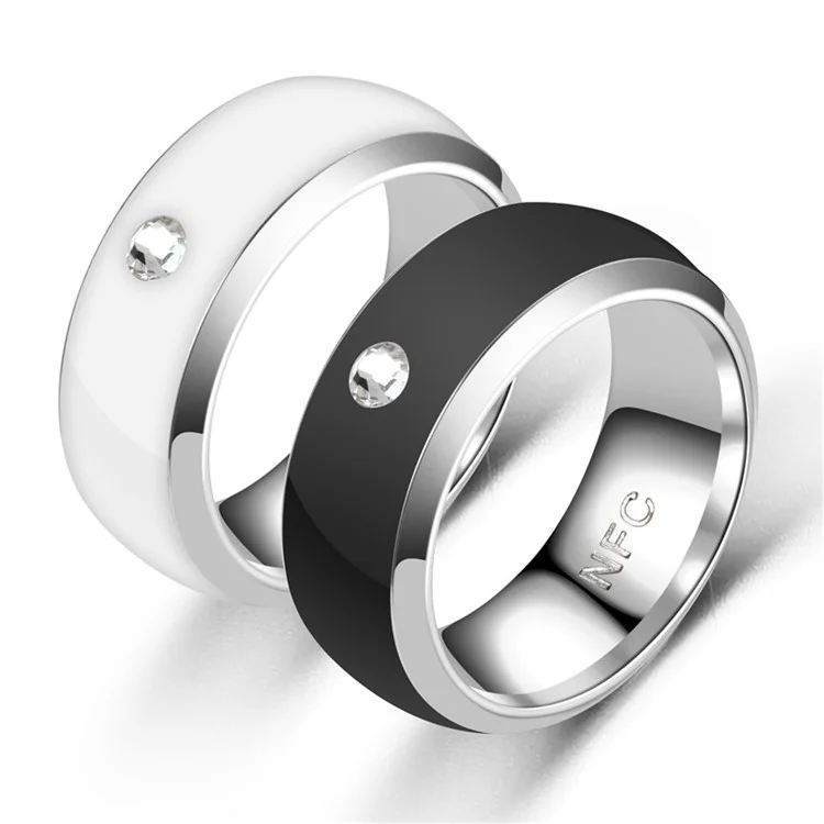 NFC Smart Ring Couple Stainless Steel Finger Rings Technology Android Phone Equipment Multifunctional Magic Ring - White