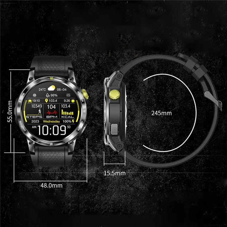 NX18 Pro 1.508-inch AMOLED Smart Watch GPS Positioning Heart Rate Health Monitoring Sports Watch - Black