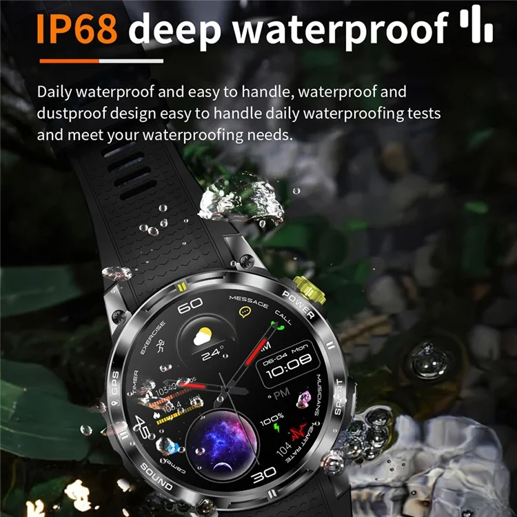 NX18 Pro 1.508-inch AMOLED Smart Watch GPS Positioning Heart Rate Health Monitoring Sports Watch - Black