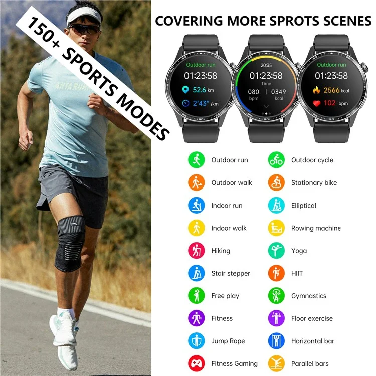 F400 Non-Invasive Blood Sugar Smart Watch ECG Blood Pressure Monitor Bluetooth Call Sports Watch, Silicone Strap - Black