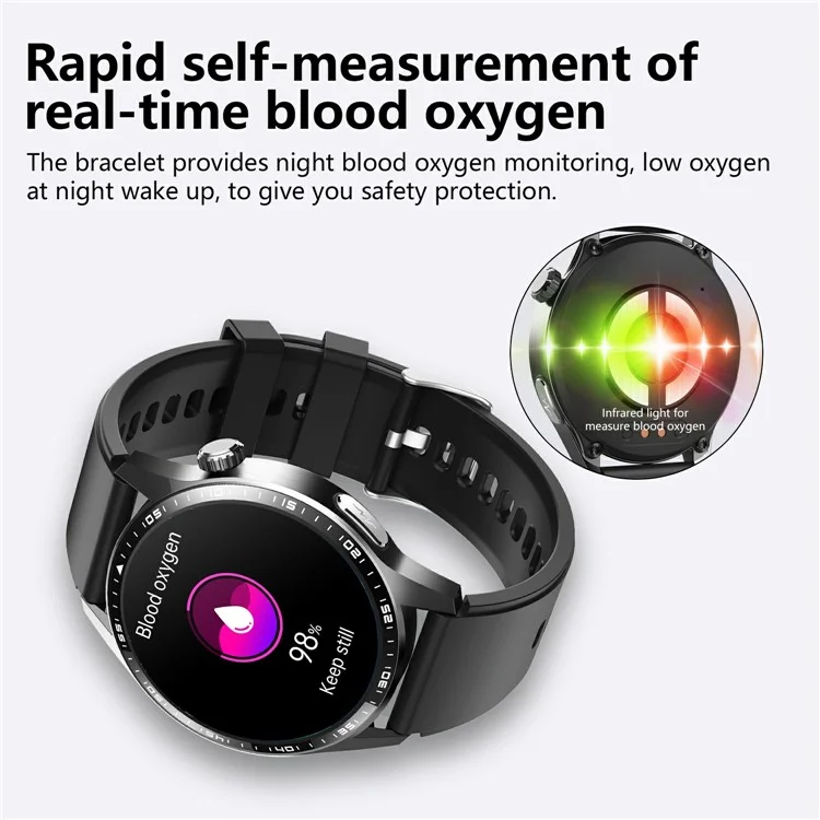 F400 Non-Invasive Blood Sugar Smart Watch ECG Blood Pressure Monitor Bluetooth Call Sports Watch, Silicone Strap - Black