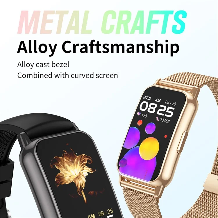 CY22 Silicone Strap 1.47-inch Curved Screen Smart Watch Sleep Health Monitoring Metal Case Smart Bracelet - Gold