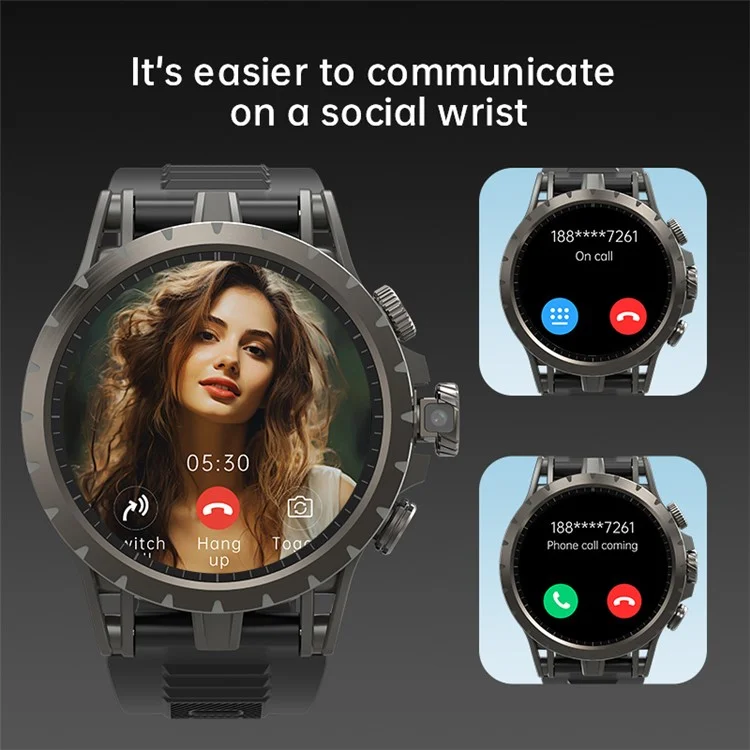 Q85 2+16G 1.43-inch AMOLED Smart Watch 4G SIM Card GPS Positioning Android 8.1 Smart Watch, for Europe Asia Africa