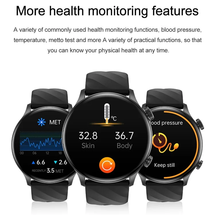 ZW63 Bluetooth Call Smart Watch Heart Rate Sleep Body Temperature Monitoring Sports Watch - Black