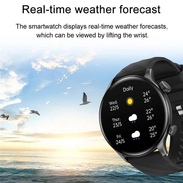 ZW63 Bluetooth Call Smart Watch Heart Rate Sleep Body Temperature Monitoring Sports Watch - Black