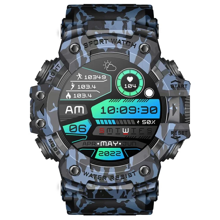 LC21 1.32-inch Bluetooth Calling Smart Watch Flashlight Compass SOS Health Monitoring Sports Watch - Camouflage Blue