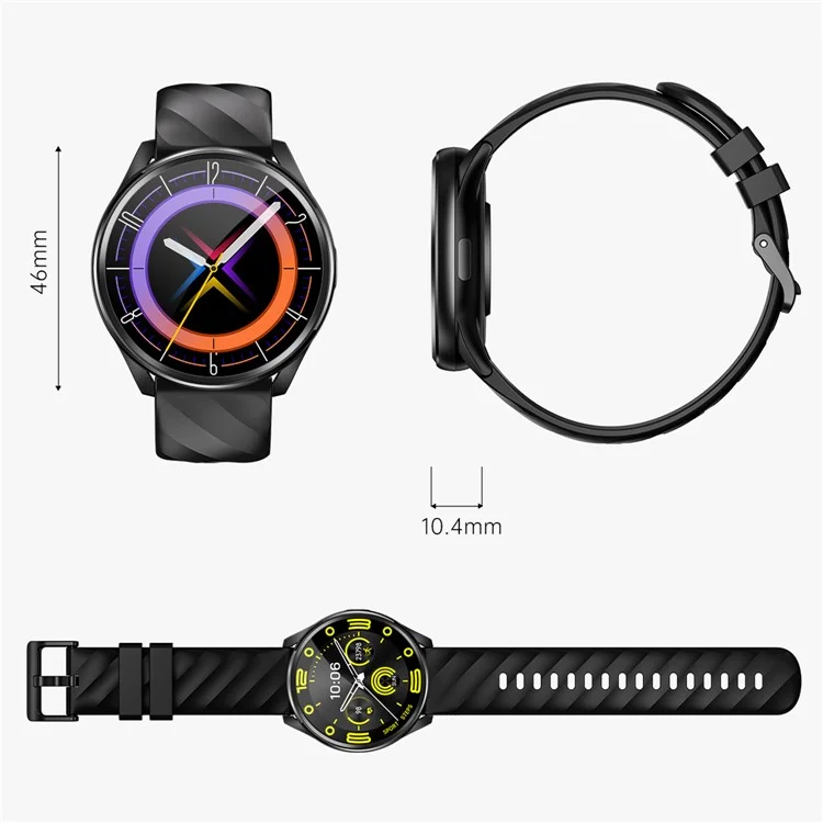 KT77 Bluetooth Call Smart Watch 1.46-inch Screen Heart Rate Sleep Monitoring Sports Watch - Black