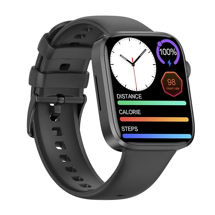 DT101 1.9 inch Screen Smart Watch Multi-Sport Mode Bracelet with ECG / NFC Function Support Bluetooth Call / Wireless Charging (Silicone Strap) - Black