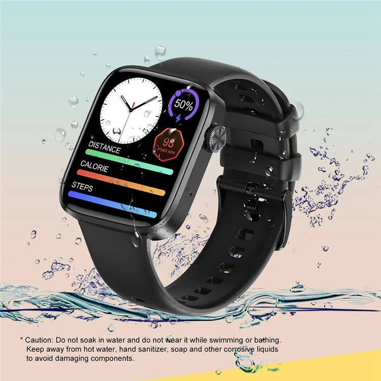 DT101 1.9 inch Screen Smart Watch Multi-Sport Mode Bracelet with ECG / NFC Function Support Bluetooth Call / Wireless Charging (Silicone Strap) - Black