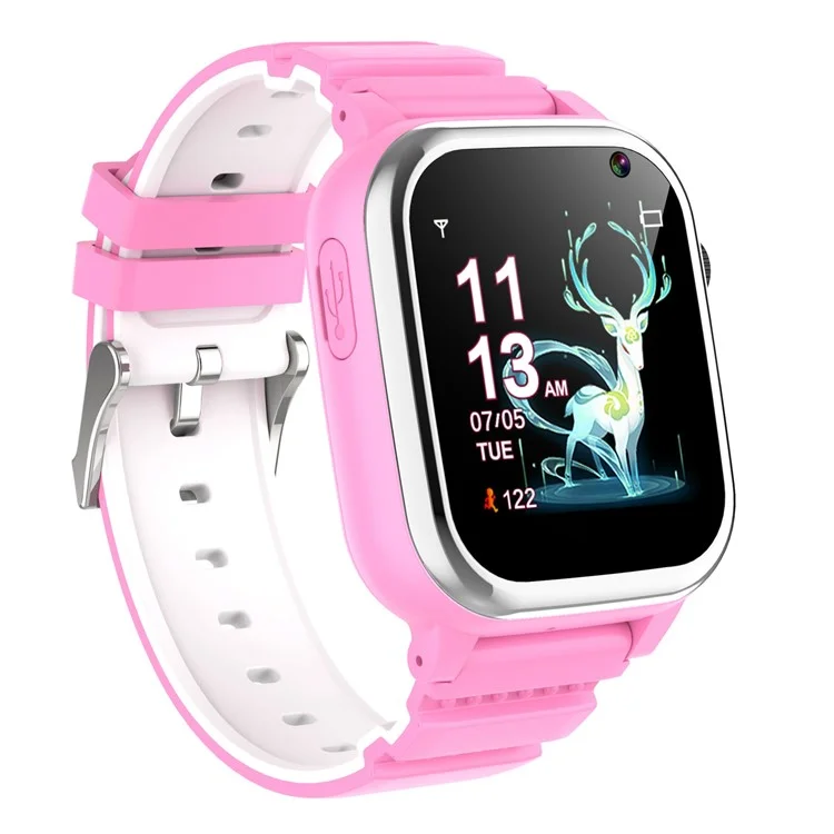 D02T 1.44 inch HD Touch Screen Smart Watch with 26 Mini Games Silicone Strap Electric Bracelet for Kids - Pink