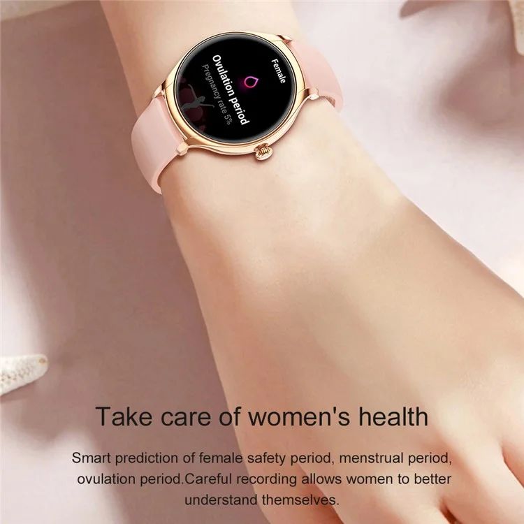 KT67 Smart Watch Blood Pressure Fitness Tracker Wristwatch 1.39-inch Female Sports Bracelet, Silicone Strap - Pink