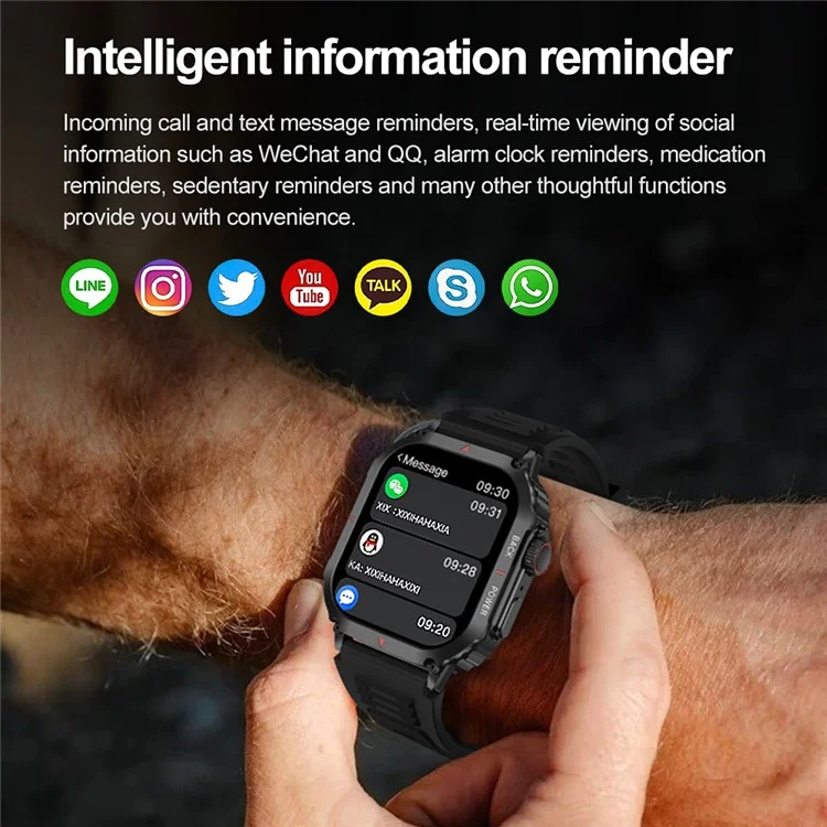 DK66 1.95-inch Multiple Sport Modes Smart Watch Bluetooth Call Fitness Bracelet - Black