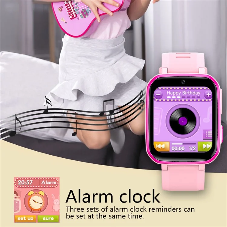 H9 Children Smart Watch Game Music Step Counting Dual Camera Rechargeable Kids Wrist Watch - Pink