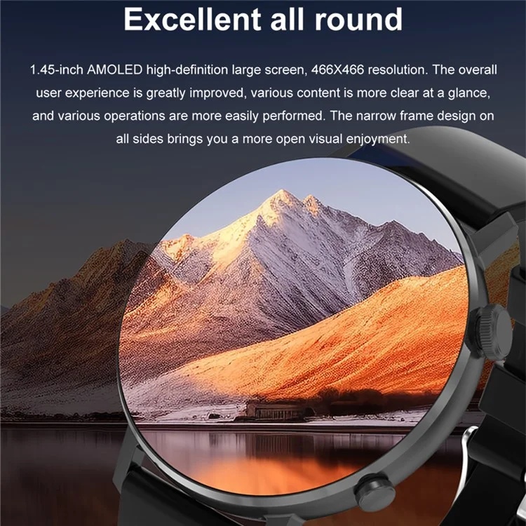 DT88 Max 1.45-inch AMOLED Round Screen Smart Watch Heart Rate Blood Pressure Monitor Sports Bracelet - Black