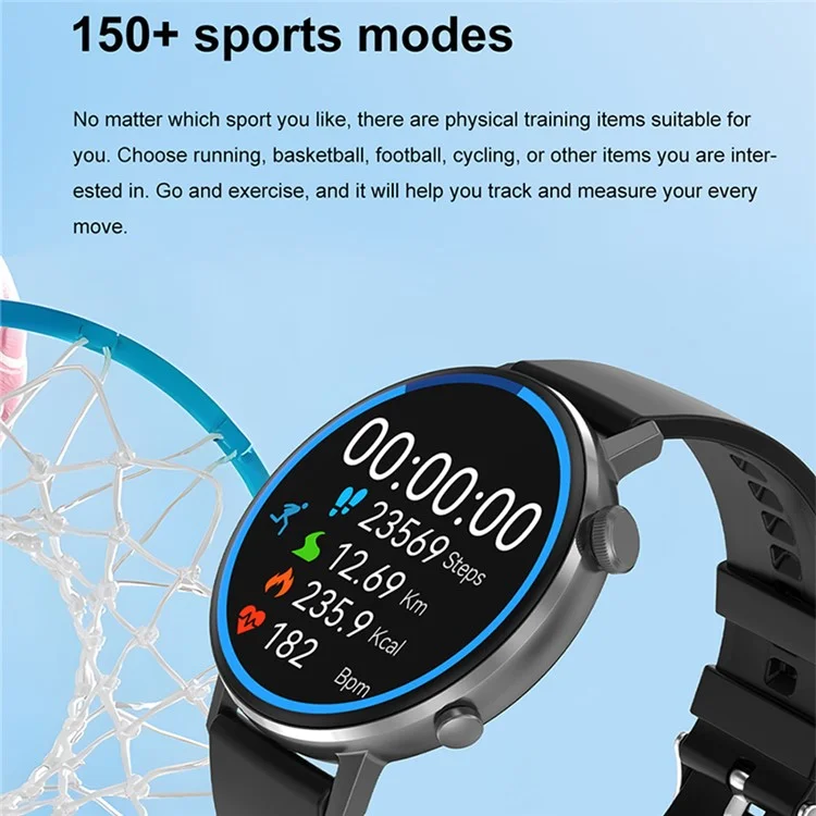 DT88 Max 1.45-inch AMOLED Round Screen Smart Watch Heart Rate Blood Pressure Monitor Sports Bracelet - Black