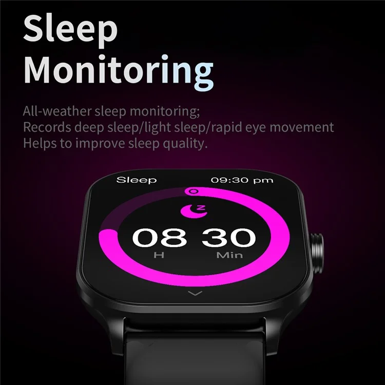 CY900 2.1-inch Square Screen Smart Watch Health Monitor Bluetooth Call Fitness Bracelet (APP: CO FIT) - Black