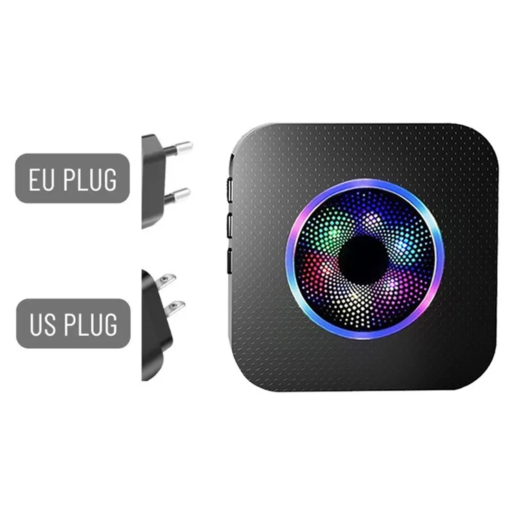 N65-1T1 Wireless Door Bell Colorful Light Flashing Adjustable Volume Home Doorbell, 1 Transmitter+1 Receiver - US Plug / Black