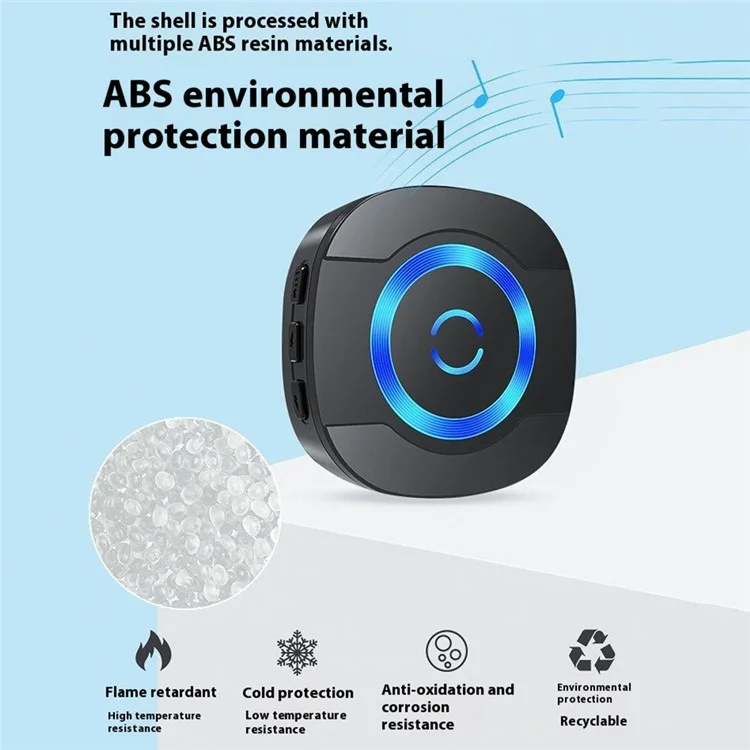 N92A-2T1 Rainproof Doorbell Adjustable Volume Flashing Light Wireless Home Door Bell, 2 Transmitter+1 Receiver - US Plug / Black