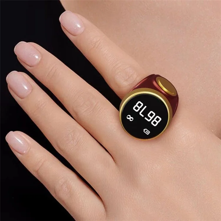 S9 Waterproof Finger Ring Digital Counter Luminous Electronic Smart Ring Tally Counter - Red