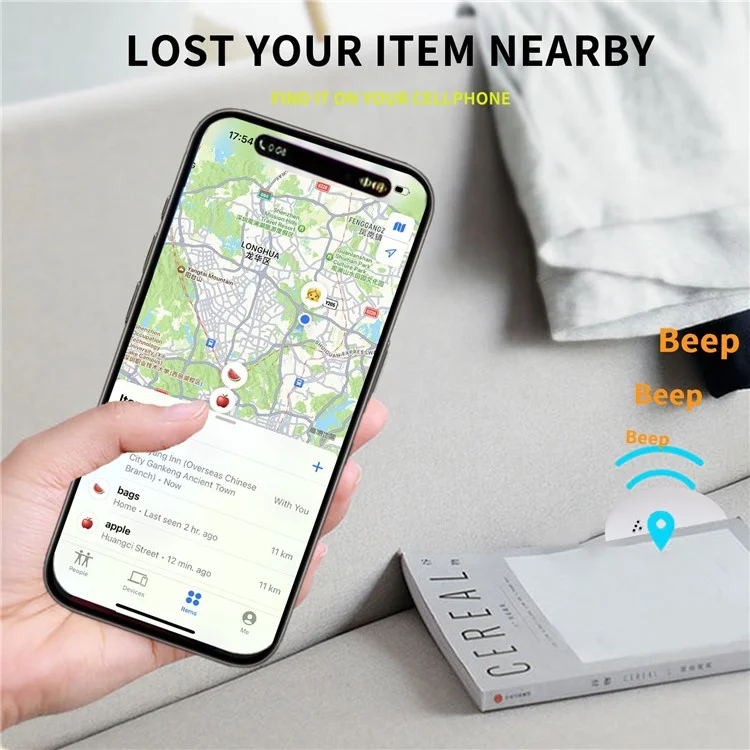 GS-201 Find My Network Wireless Pet Kids Key Finder iOS Devices Smart Tracking Locator - Black