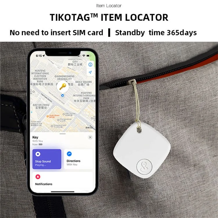 Find My App iOS Devices Wireless Luggage Pet Kids Finder Smart Tracking Locator - Black