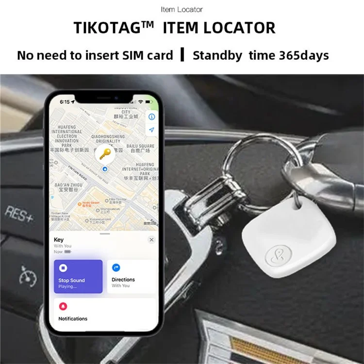 Find My App iOS Devices Wireless Luggage Pet Kids Finder Smart Tracking Locator - Black