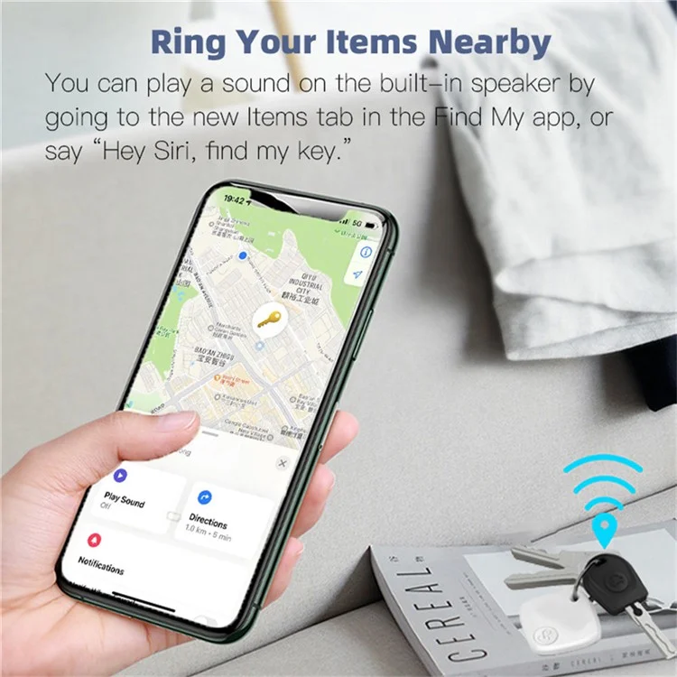 Find My App iOS Devices Wireless Luggage Pet Kids Finder Smart Tracking Locator - Black