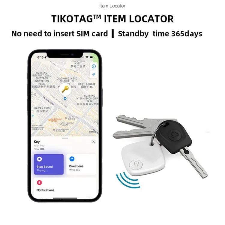 Find My App iOS Devices Wireless Luggage Pet Kids Finder Smart Tracking Locator - Black